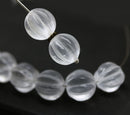 12mm Crystal clear melon czech glass beads, 8pc