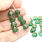 9x7mm Green glass shell Czech beads center drilled, 20pc