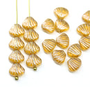 9x7mm Yellow brown glass shell Czech beads center drilled, 20pc