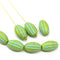 14x8mm Green blue oval Large czech glass barrel beads 8Pc