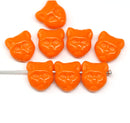 8pc Orange cat head czech glass beads side drilled