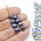 9x7mm Blue glass shell Czech beads center drilled, 20pc
