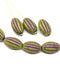 14x8mm Green purple oval Large czech glass barrel beads 8Pc