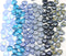 9x7mm Blue glass shell Czech beads center drilled, 20pc