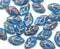 12x7mm Opal blue leaf beads, copper inlays - 30pc