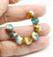 8mm Blue yellow cathedral beads Czech glass picasso ends 10Pc