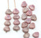 9x7mm Pink glass shell Czech beads center drilled, 20pc