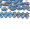 12x7mm Opal blue leaf beads, copper inlays - 30pc