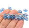 12x7mm Opal blue leaf beads, copper inlays - 30pc
