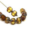 8mm Yellow topaz cathedral beads Czech glass picasso ends 10Pc