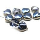 10mm Blue metallic puffy heart glass beads - 10Pc