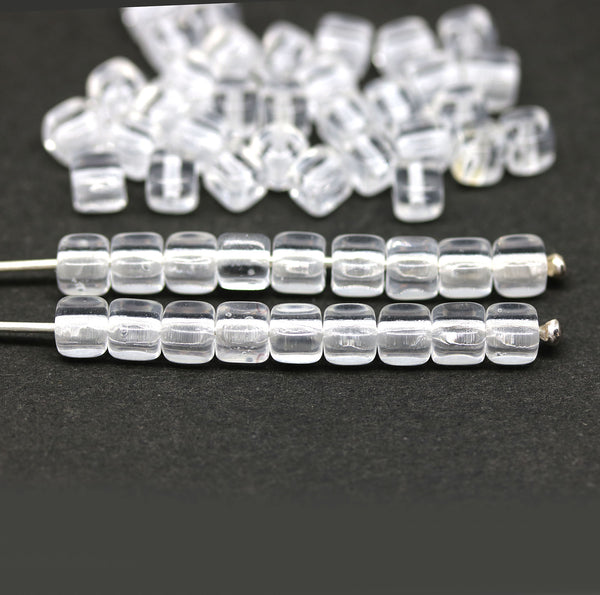 5mm Crystal clear cube czech glass, 50pc