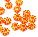 9mm Bright orange yellow inlays daisy flower czech glass beads, 20Pc