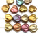 10mm Puffy heart glass beads metallic mix - 15Pc