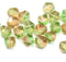 8mm Warm green peach bicone czech glass pressed beads, 20Pc