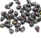 4x6mm Tiny black picasso teardrops Czech glass beads - 50pc