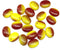 12x9mm Red yellow lentil Oval flat drop czech glass beads top drilled - 20Pc
