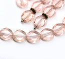 9x8mm Light pink flat oval wavy czech glass beads, 15Pc