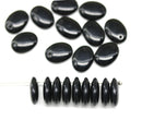 12x9mm Black lentil Oval flat drop czech glass beads top drilled - 20Pc
