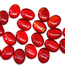 12x9mm Red orange lentil Oval flat drop czech glass beads top drilled - 20Pc