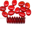 12x9mm Red orange lentil Oval flat drop czech glass beads top drilled - 20Pc
