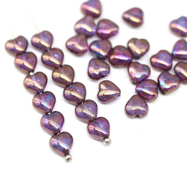6mm Purple with luster Czech glass beads - 30pc