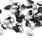 4x6mm Tiny black silver teardrops Czech glass beads - 50pc