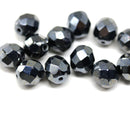 8mm Black glass beads fire polished metallic luster - 15pc