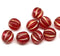 10mm Dark red round melon shape glass beads, copper stripes 10pc