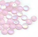 6mm Frosted pink lentil czech glass round beads AB finish 40pc