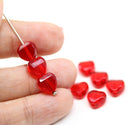8mm Red heart Czech glass fire polished beads, 8Pc