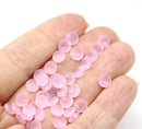 6mm Frosted pink lentil czech glass round beads 40pc