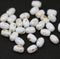 7x5mm White gold flakes czech glass rice oval beads 30pc