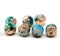 8mm Blue green cathedral beads copper ends 8pc