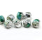 8mm Blue green cathedral beads silver ends 8pc