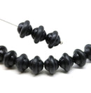 8x10mm Matte black saucer czech glass beads, UFO shape 12pc