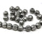 6mm Metallic grey round melon shape czech glass beads 1mm hole - 30Pc