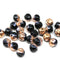 6mm Black round melon shape czech glass beads copper coating 30Pc