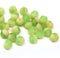6mm Green beige round druk czech glass beads, frosted finish, 30Pc