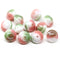 8x10mm Pink green white saucer czech glass beads, UFO shape 12pc