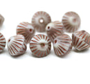 11mm Gray czech glass bicone beads copper stripes, 10pc