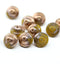 8x10mm Yellow saucer czech glass beads, UFO shape 12pc