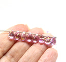 6x9mm Lilac teardrop glass beads with golden flakes - 20pc