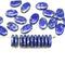 9x6mm Dark blue flat oval lentil czech glass beads, silver flakes, 30Pc