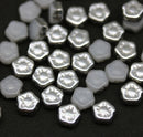 6mm White daisy flower czech glass beads, Silver coating