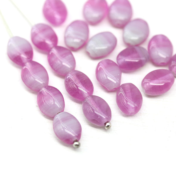9x7mm Pink mixed oval Czech glass beads 20pc