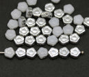 6mm White daisy flower czech glass beads, Silver coating