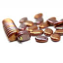9x6mm Copper flat oval lentil czech glass beads, 30Pc