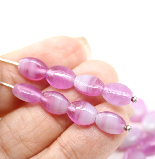 9x7mm Pink mixed oval Czech glass beads 20pc