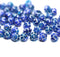 6mm Blue fancy bicone silver wash Czech glass pressed beads, 50pc